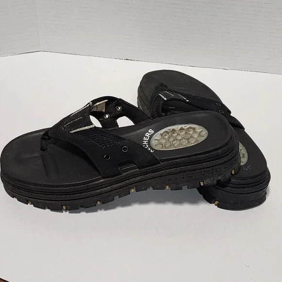 Skechers G-Tech Chunky Black Jammers‎ mens size 8 90s to Y2K